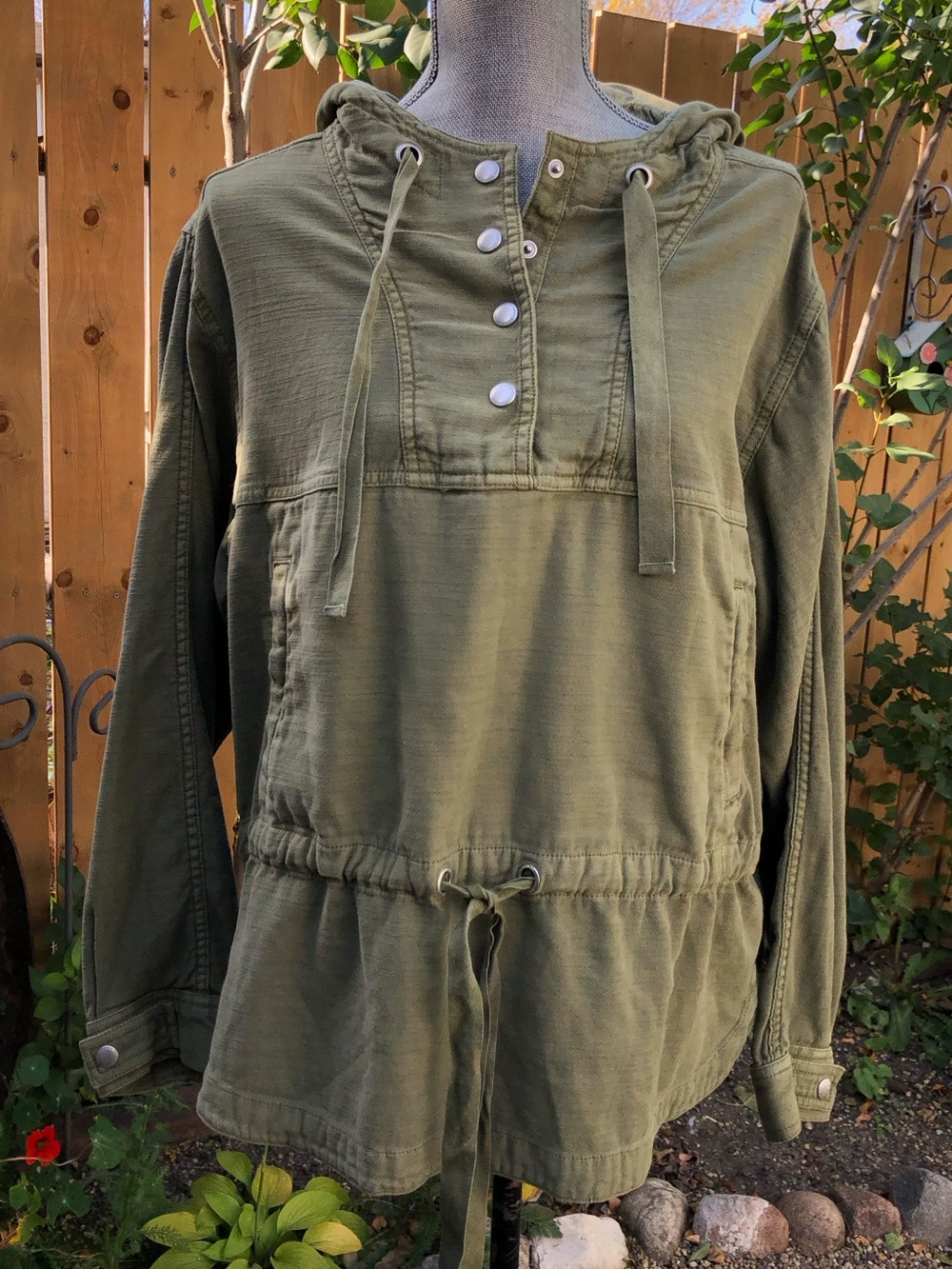 Gorpcore American Eagle Cotton Popover Hoodie Utility Jacket Military Style